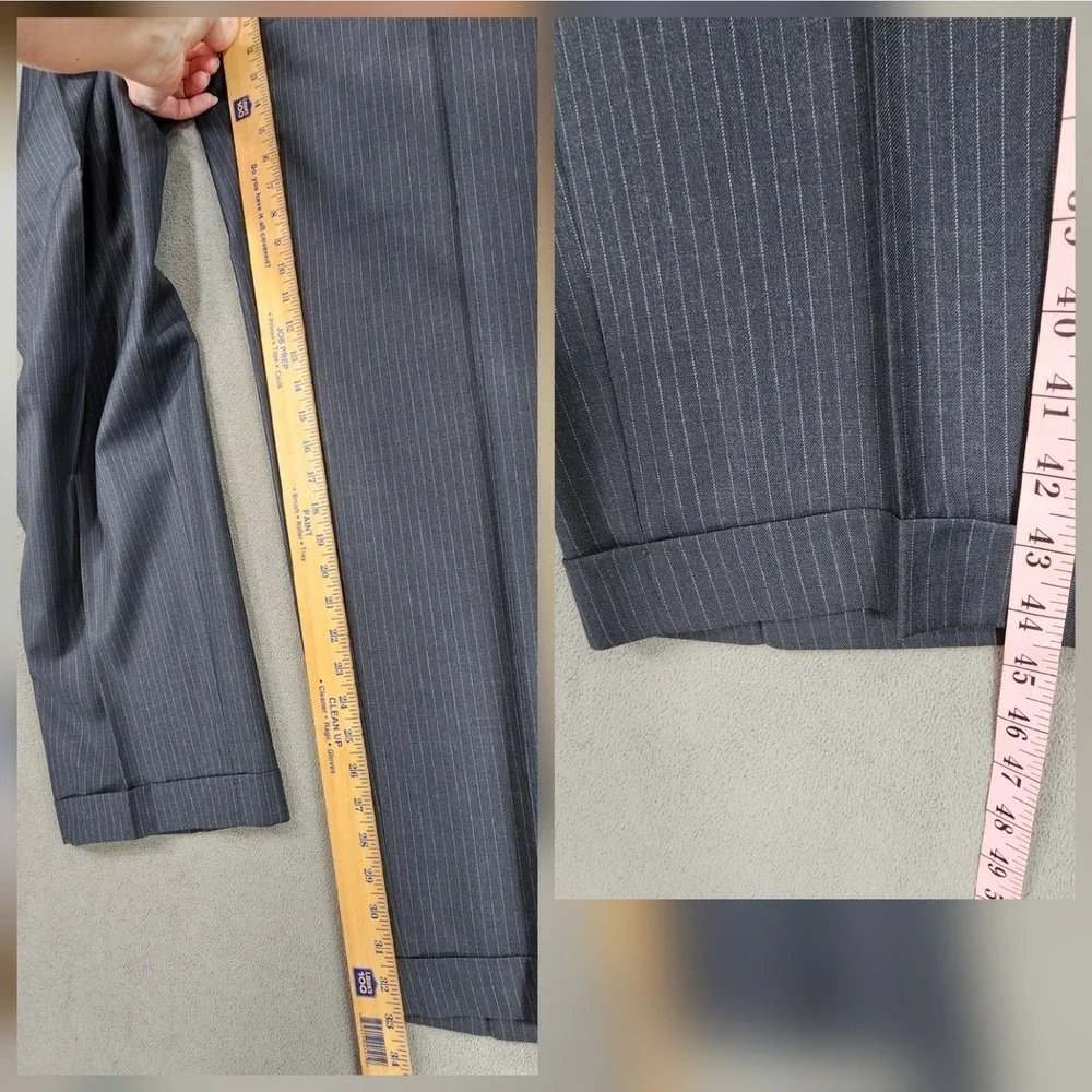 Joseph Abboud 2 Piece Suit 44L Men Pinstripe Gray Single Breast Flat Front Cuffs